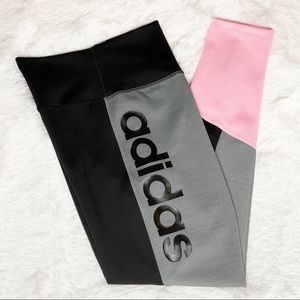 ADIDAS BLACK GRAY PINK CLIMALITE TIGHTS NWT